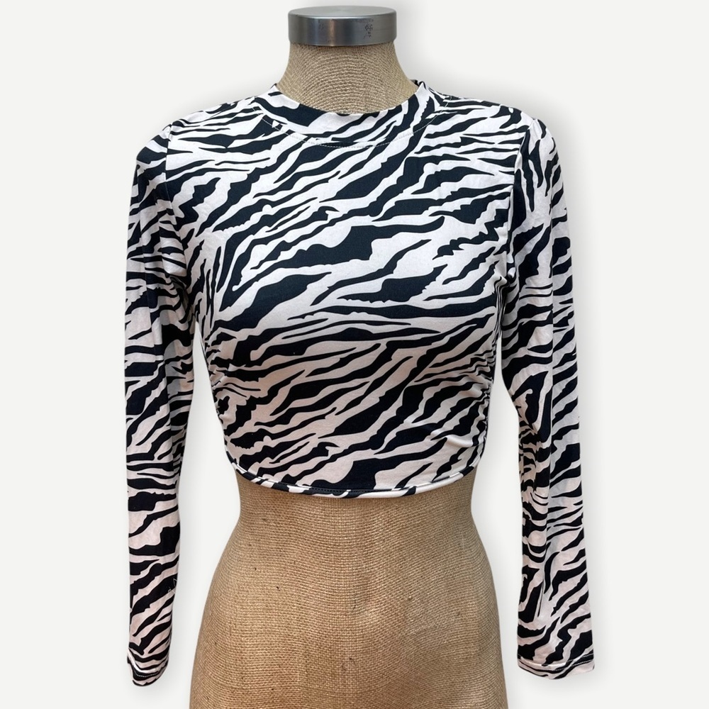 Shein zebra print open back top